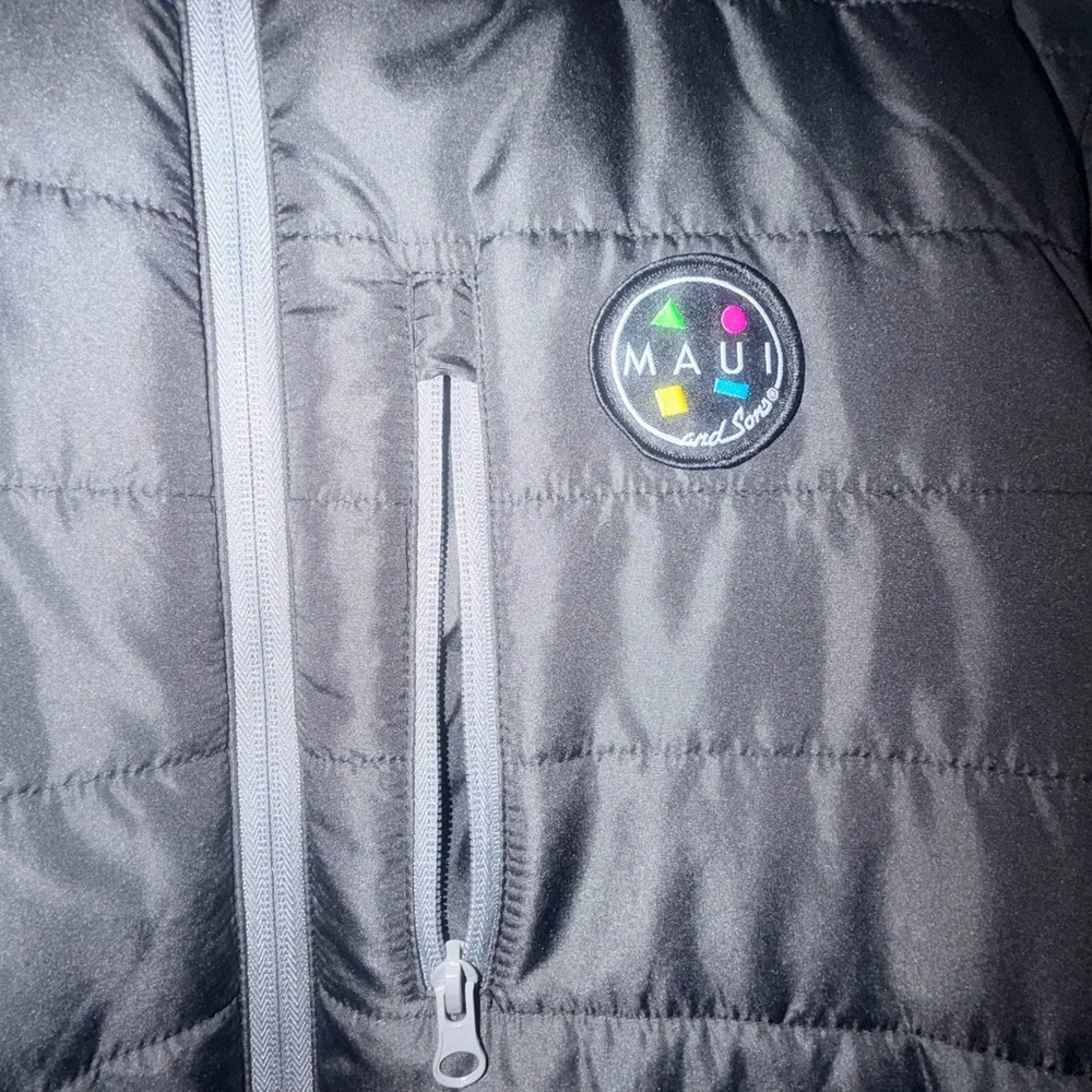 Maui and Sons Black Quilted Jacket with Logo